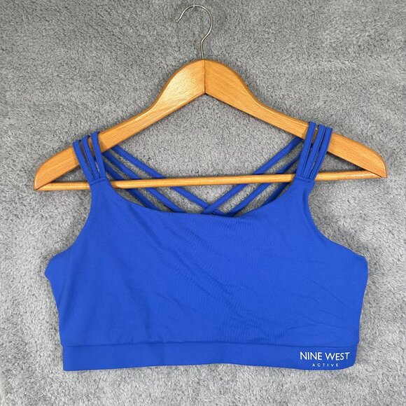 Nine West Other - Nine West Active Blue Strappy Cross Back Padded Sports Bra XL